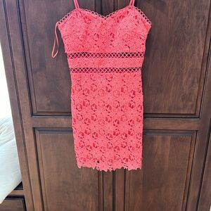 coral lace texture dress